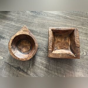 Rustic Wooden Bowls Set